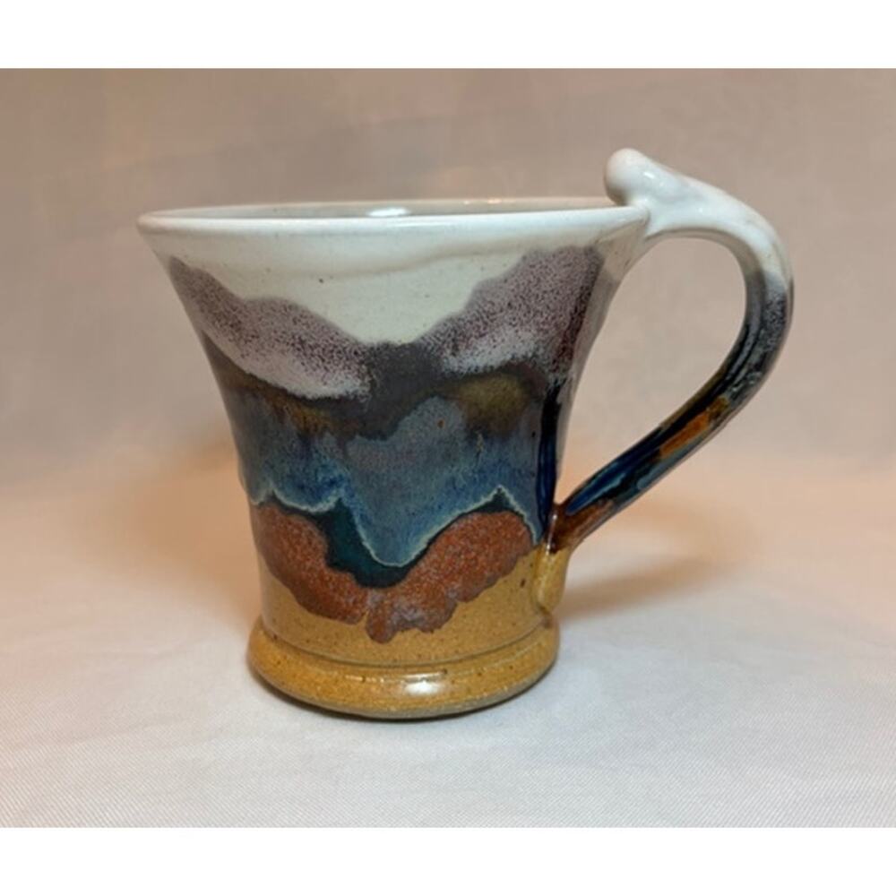 Garfein Studio Art Pottery Mug Signed Large Coffee Tea Ceramic Blue Brown Drip
